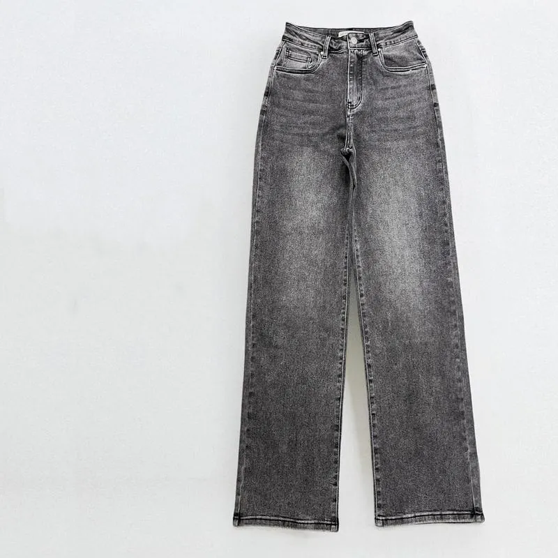 Casual Mid-Rise Denim Multi-Pocket Wide Leg Jeans