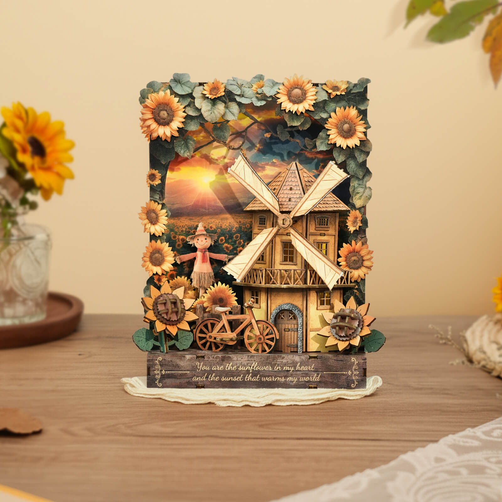 Sunlit Fieldscape – DIY Wooden Painting, 3D Puzzle Craft Kit