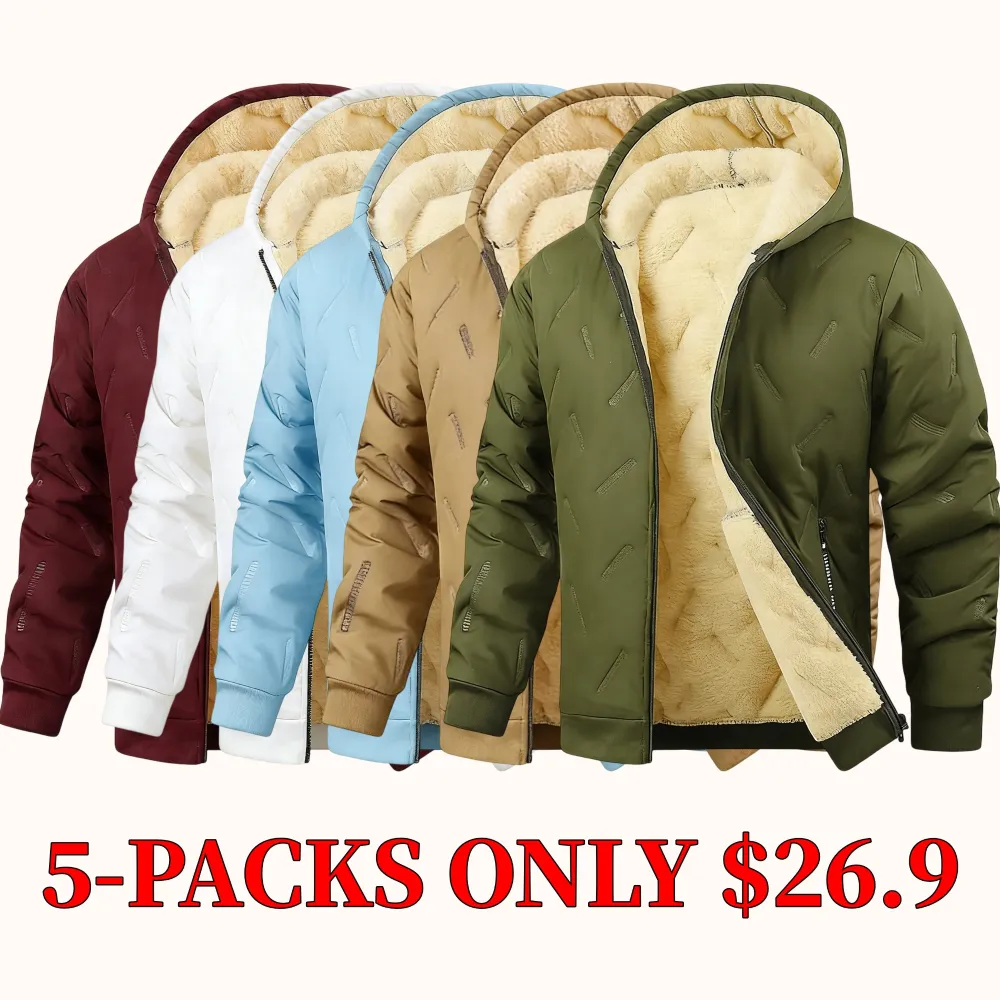 Men's autumn/winter fleece hooded jacket