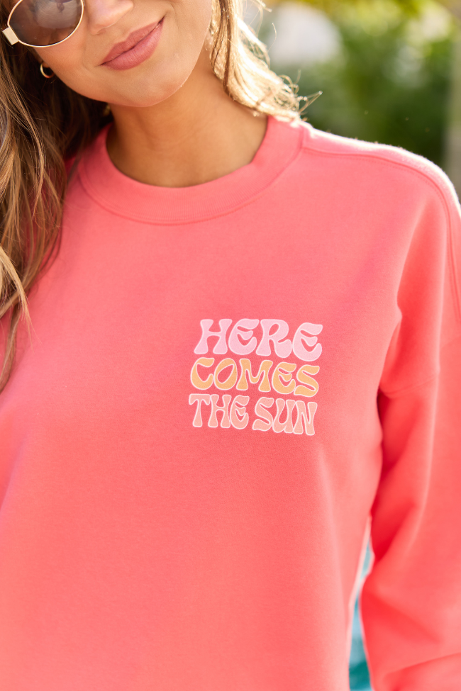 Here Comes The Sun Light Red Graphic Sweatshirt