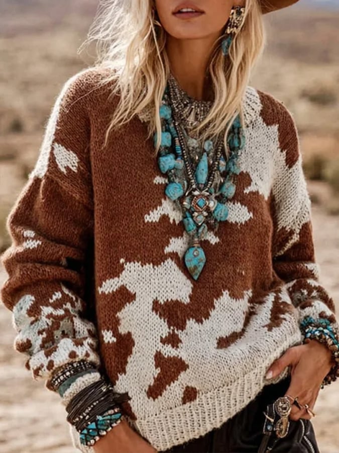 Women's Western Retro Knit Sweater
