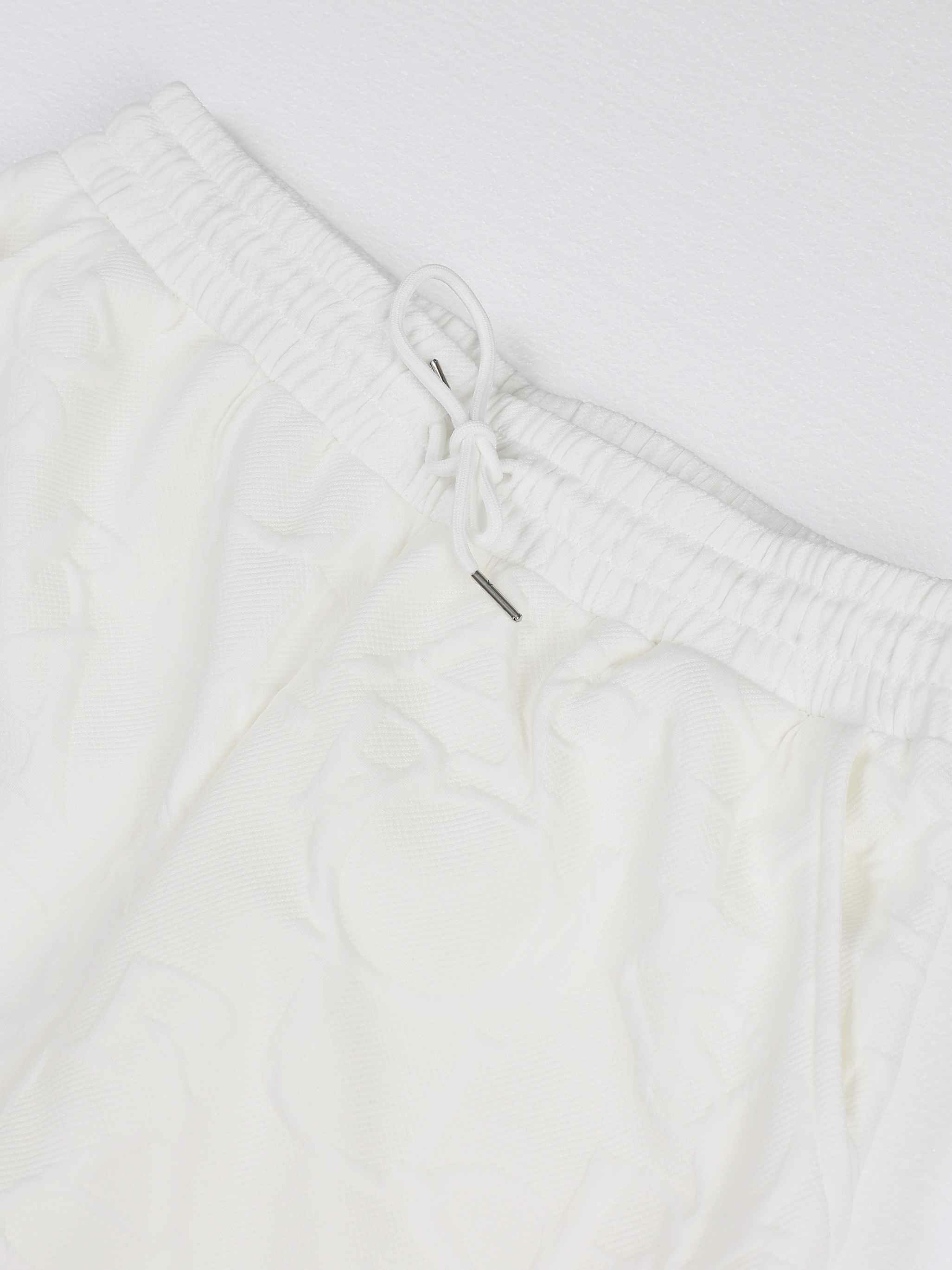 Men's Textured Letter-Embossed T-Shirt & Drawstring Waist Trousers Set