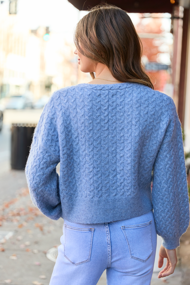 Heather Blue V-Neck Sweater Cardigan SALE