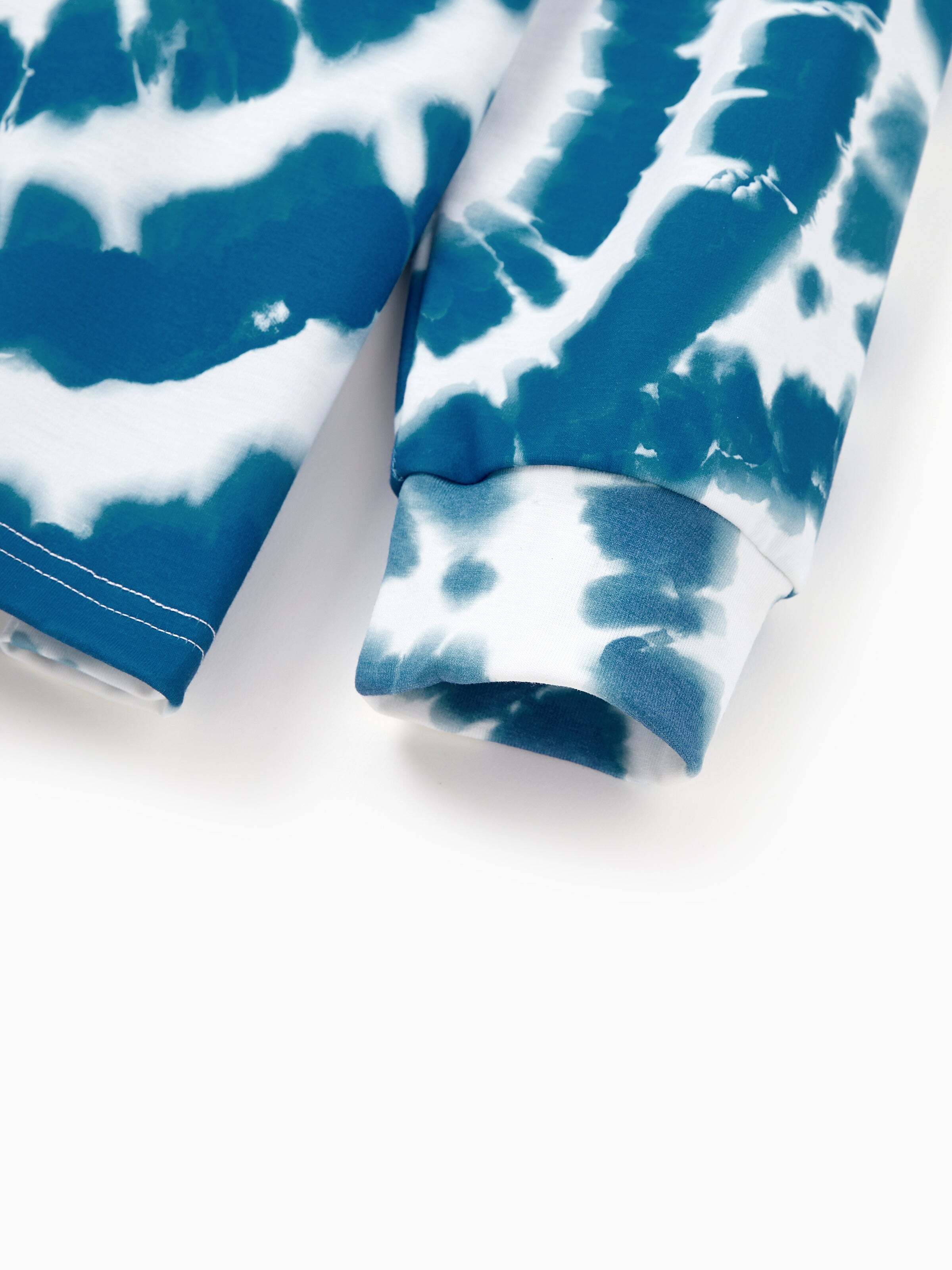 Christmas Matching Family Pajamas Set Tie-dye Snowman Print Blue PJS with Christmas Socks Deep Blue