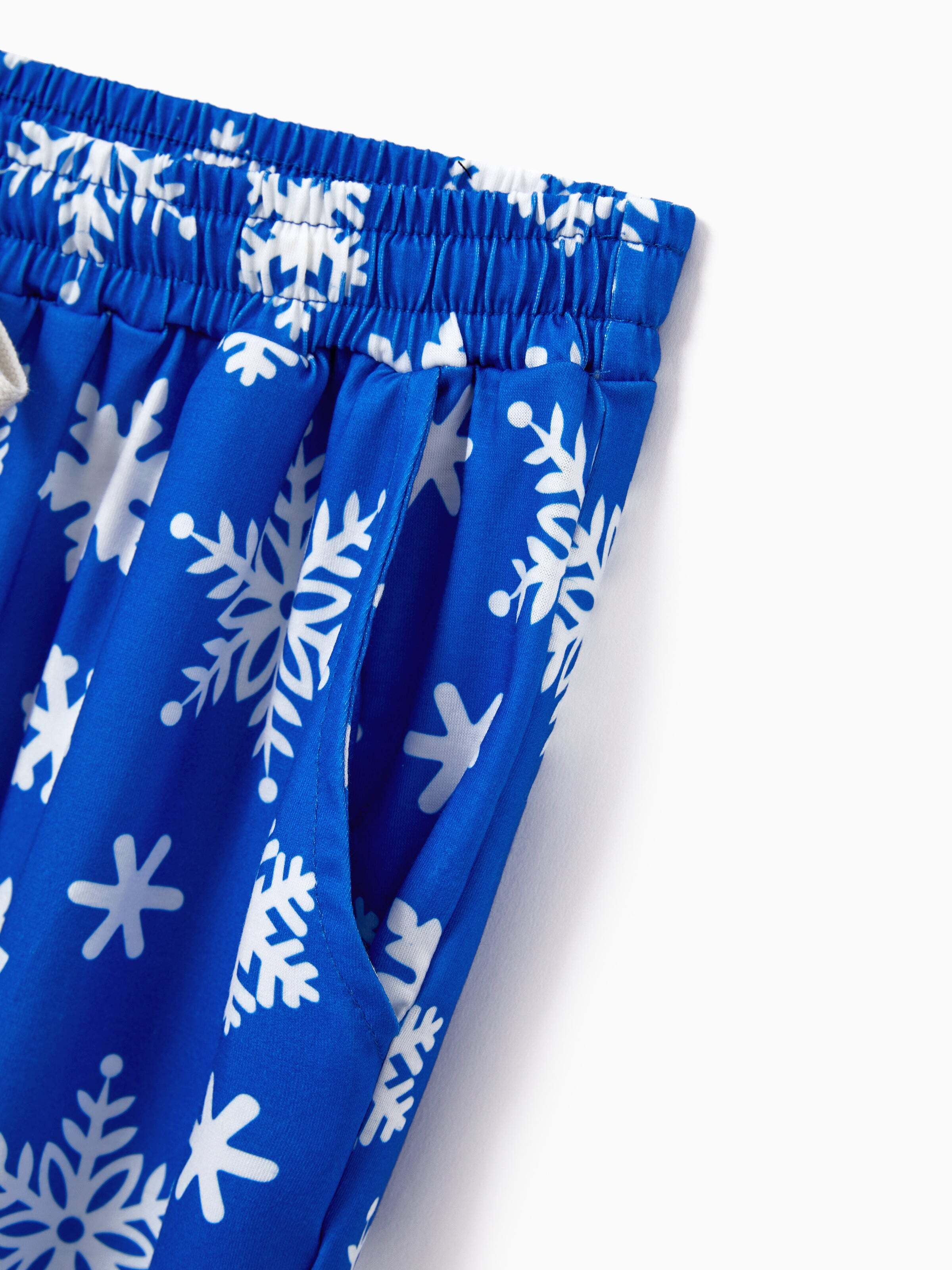 Christmas Matching Family Pajamas Set Snowflake Print Blue PJS with Christmas Socks Blue