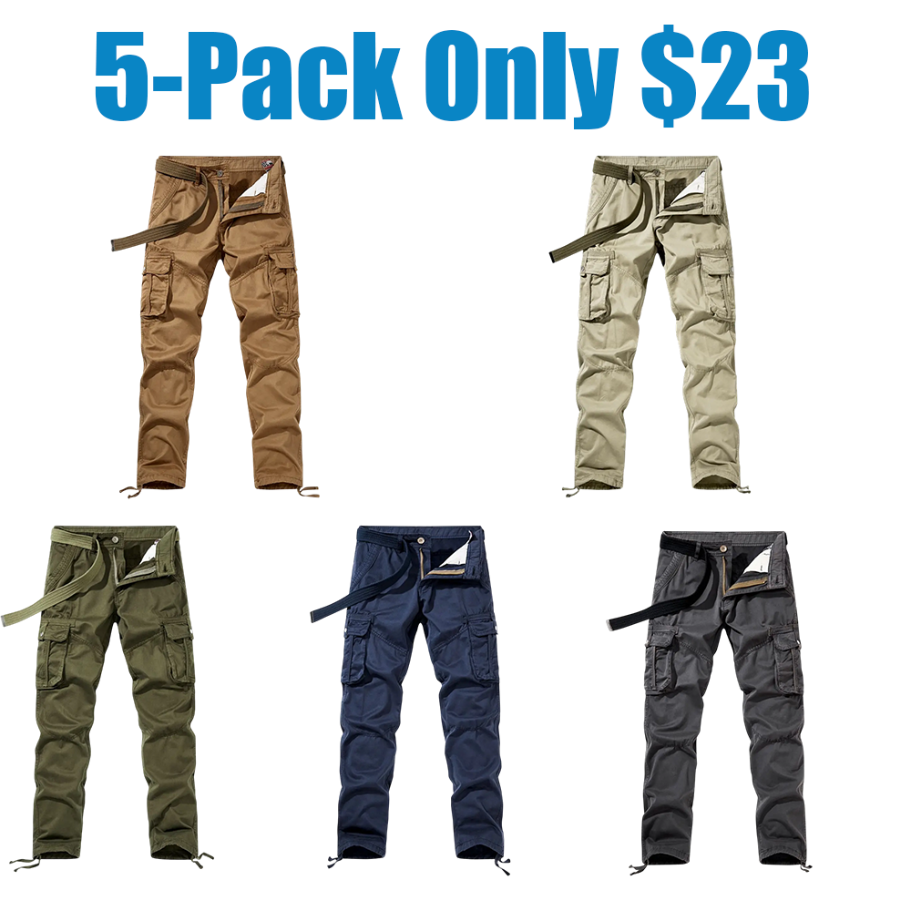 Workwear pants for spring and autumn, men's fashion trend pants, men's multi-pocket casual long pants