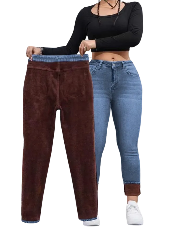 Women's Autumn/Winter Fleece-Lined Jeans