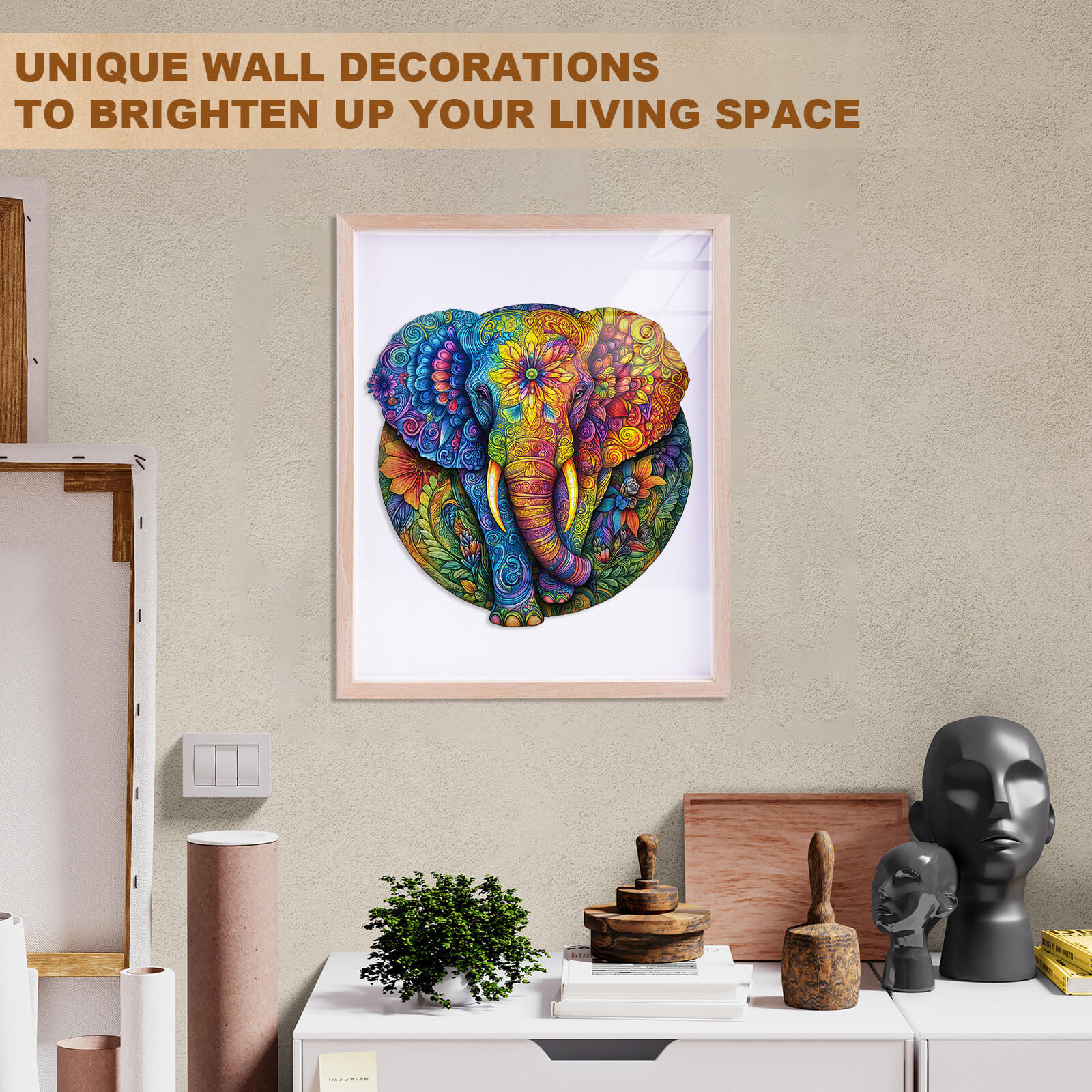 Mandala Elephant Wooden Jigsaw Puzzle
