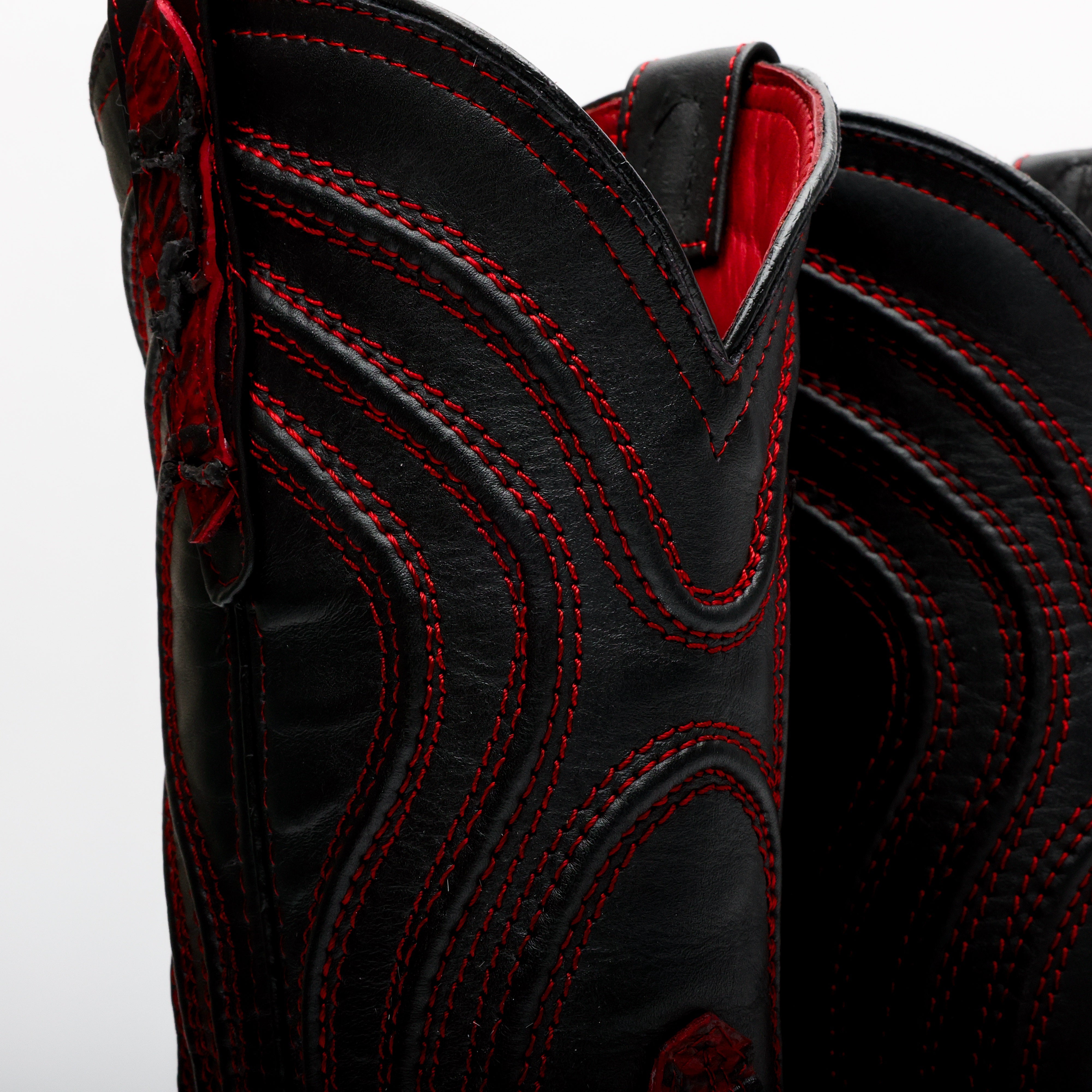 Black Cherry Jumbo Pirarucu Leather Boots - Square Toe