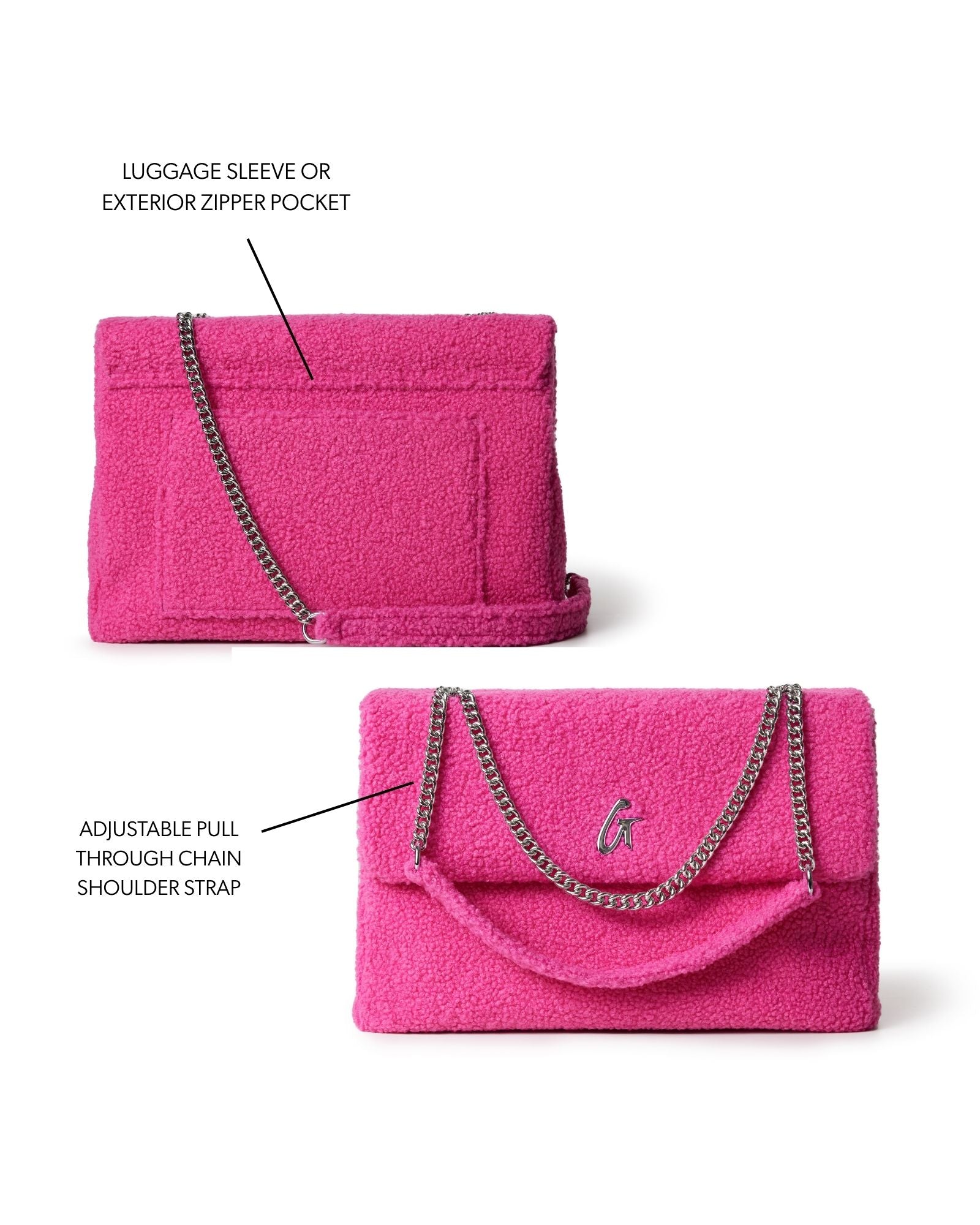 LARGE TEDDY FLAP BAG - HOT PINK