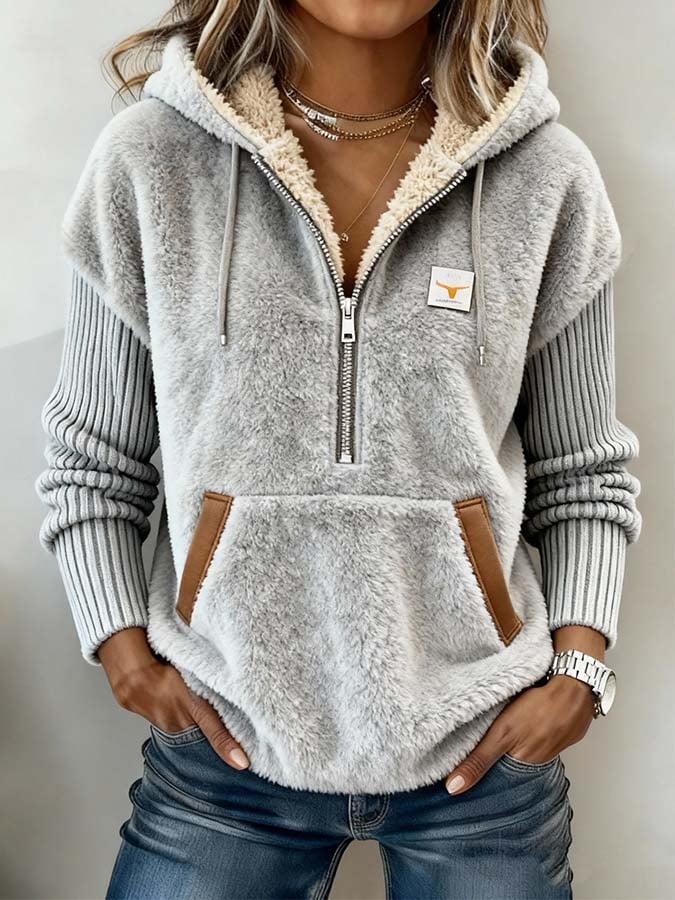 Women'S Casual Color-Blocked Pullover Sweatshirt