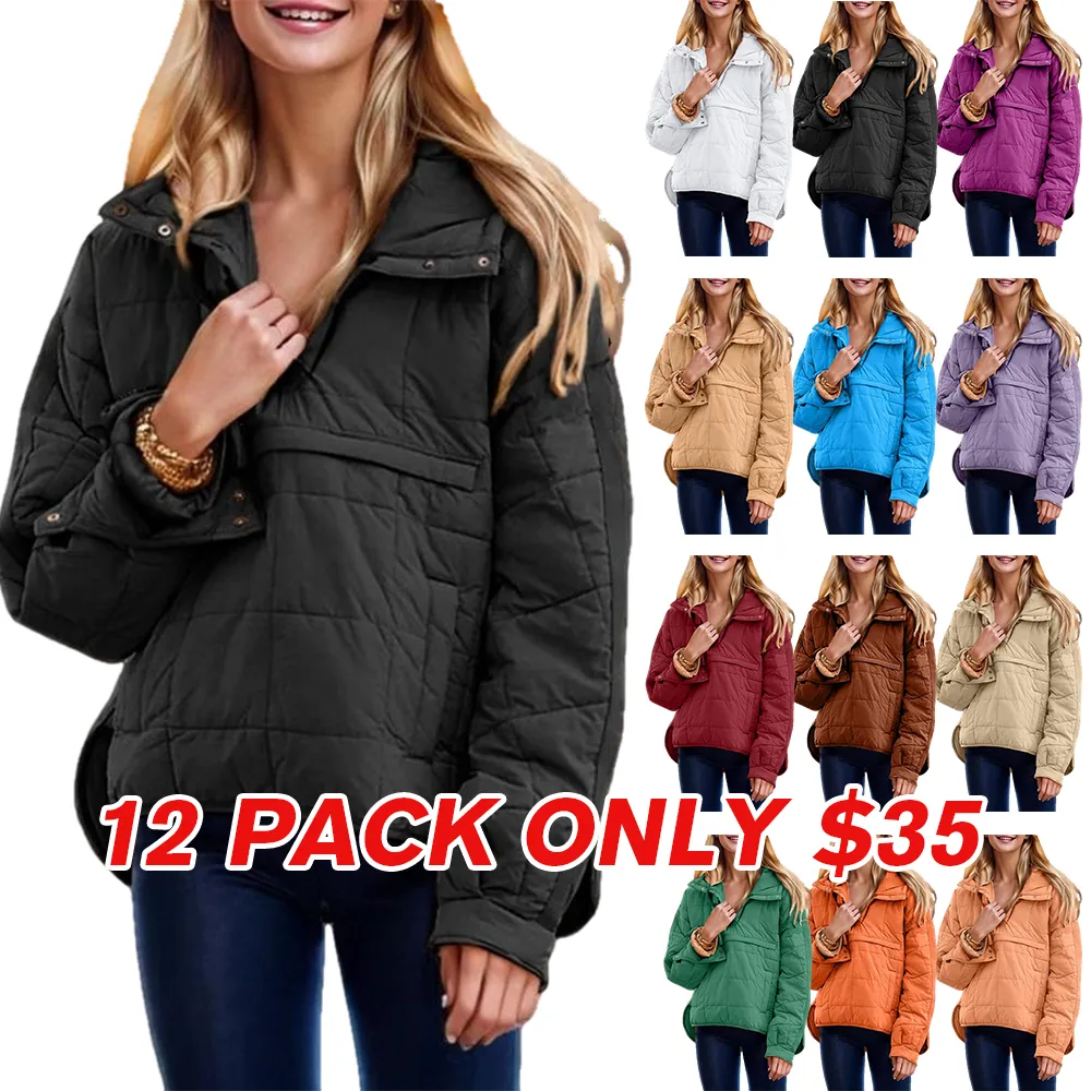 Women's oversized down jacket with quilted batwing sleeves pullover