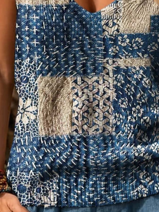 Women'S Casual Sleeveless Printed Knit Vest