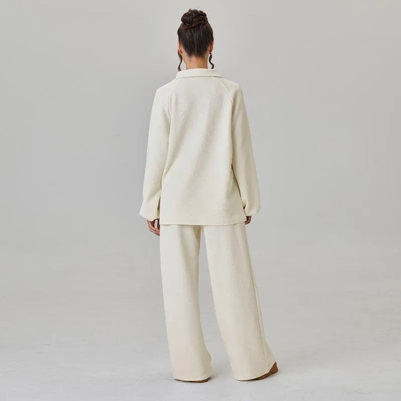 Women's Slouchy Solid Color V-Neck Loose Textured Pullover