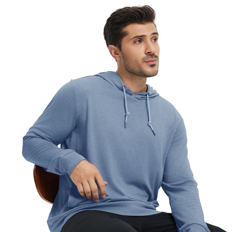 Men’s Solid Color Lightweight Golf Hoodie, 4-Way Stretch Breathable Dry Fit Pullover, Athletic Casual Fall Fashion drawstring sweatshirt Menswear Tops