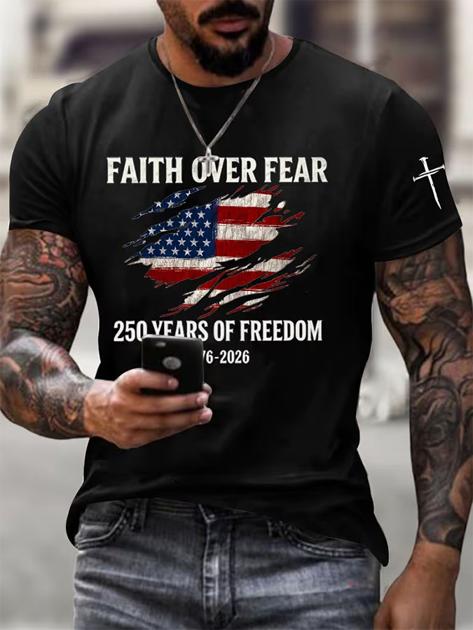 Men'S American Flag Commemorative 250Th Anniversary Classic Pattern Short Sleeve T-Shirt