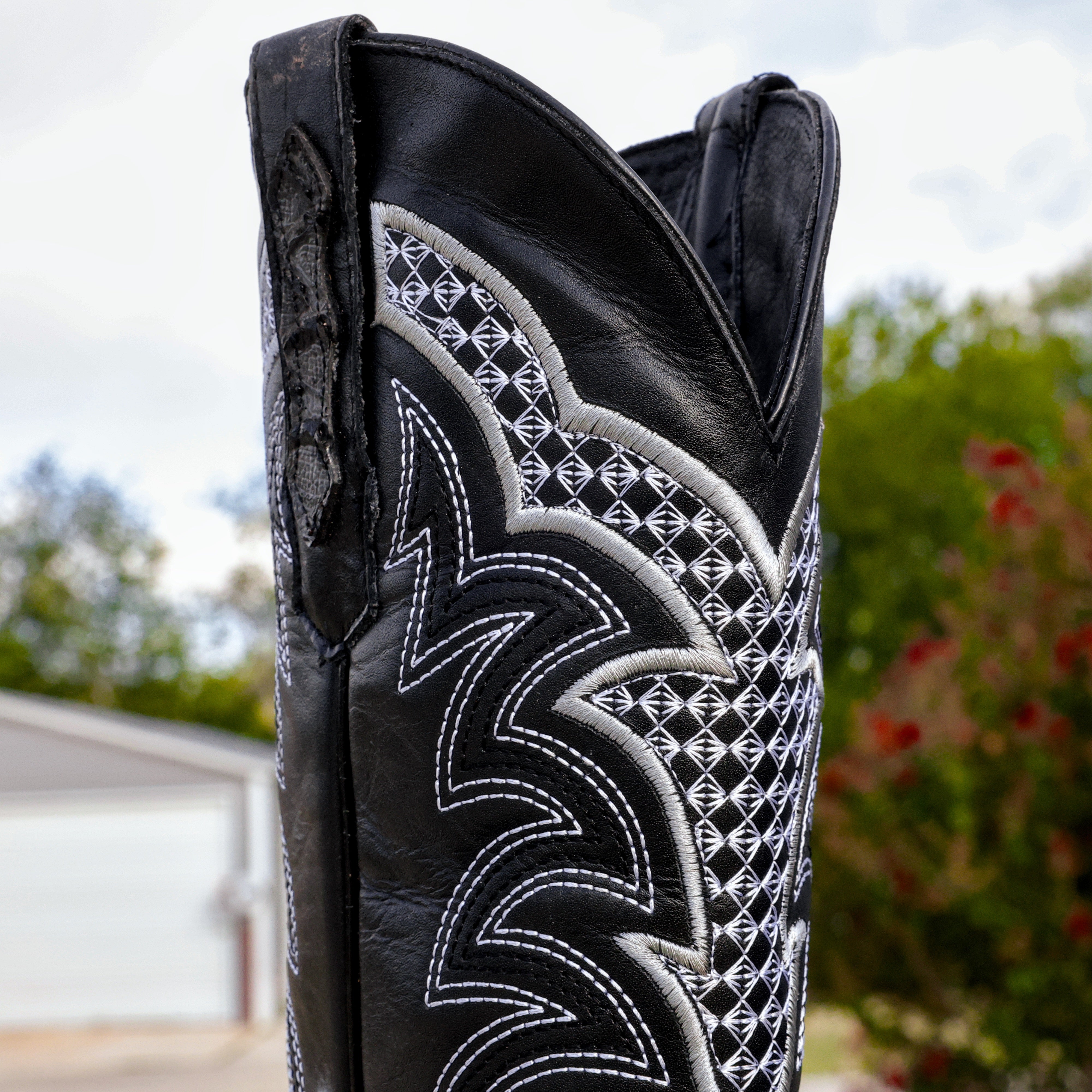 Grey Python Leather Boots - Square Toe