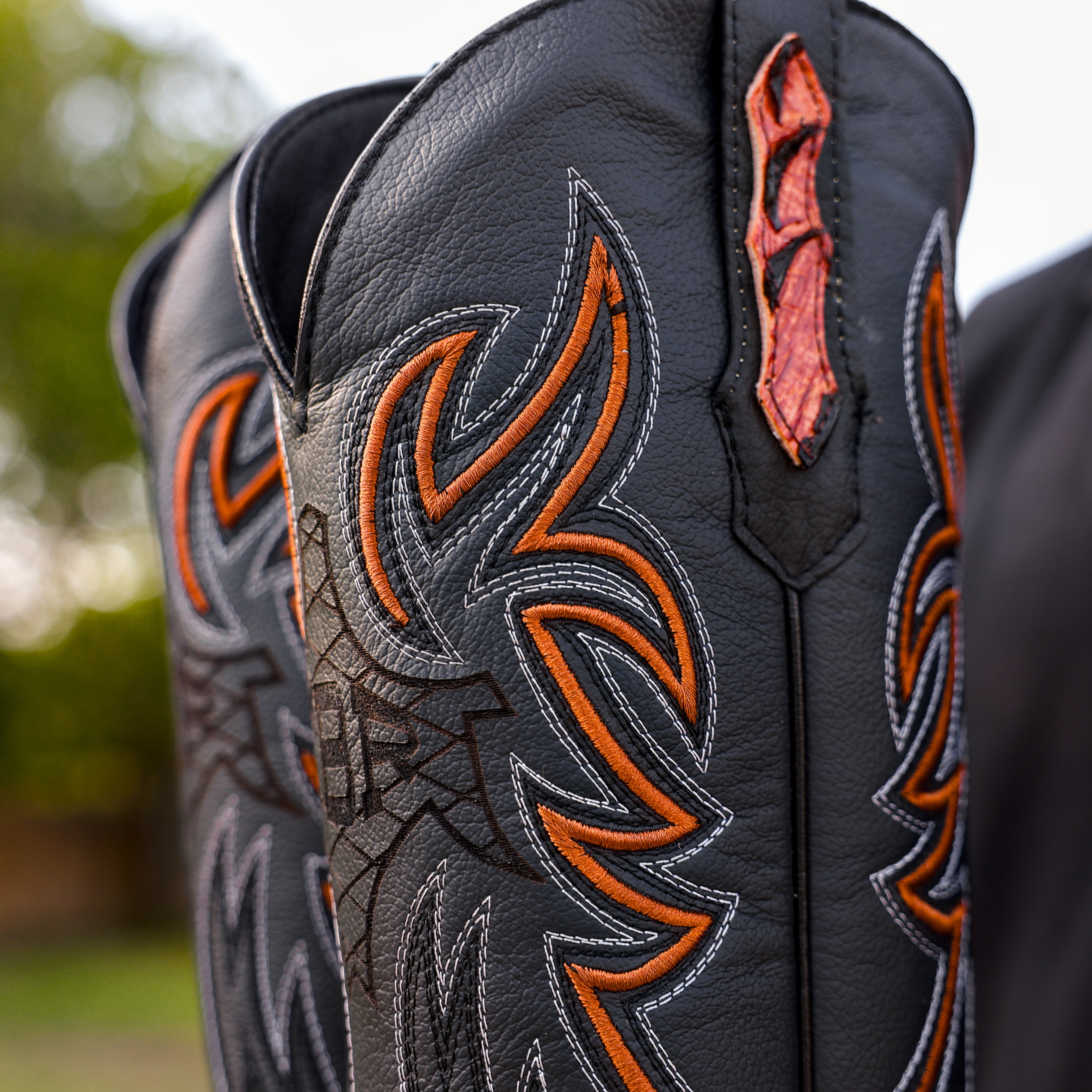 Cognac Python Leather Boots - Square Toe