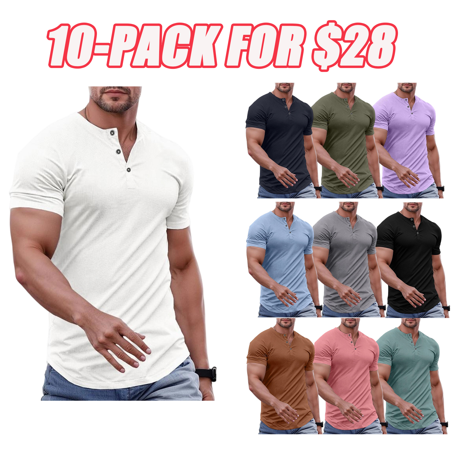 Men’s Slim Fit Longline Henley Performance Top