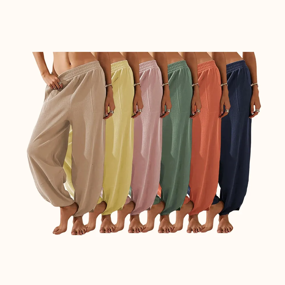 Women's Baggy Wideleg Pants Casual Elastic Waisted Palazzo Harem Pants