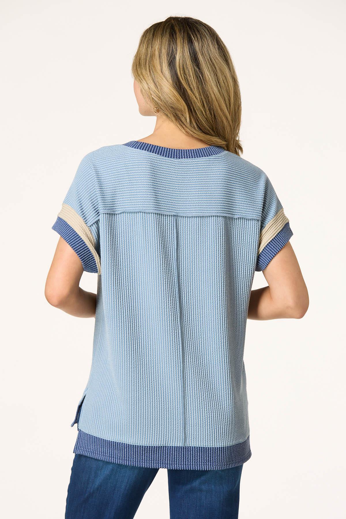 Ribbed Contrast Trim Top