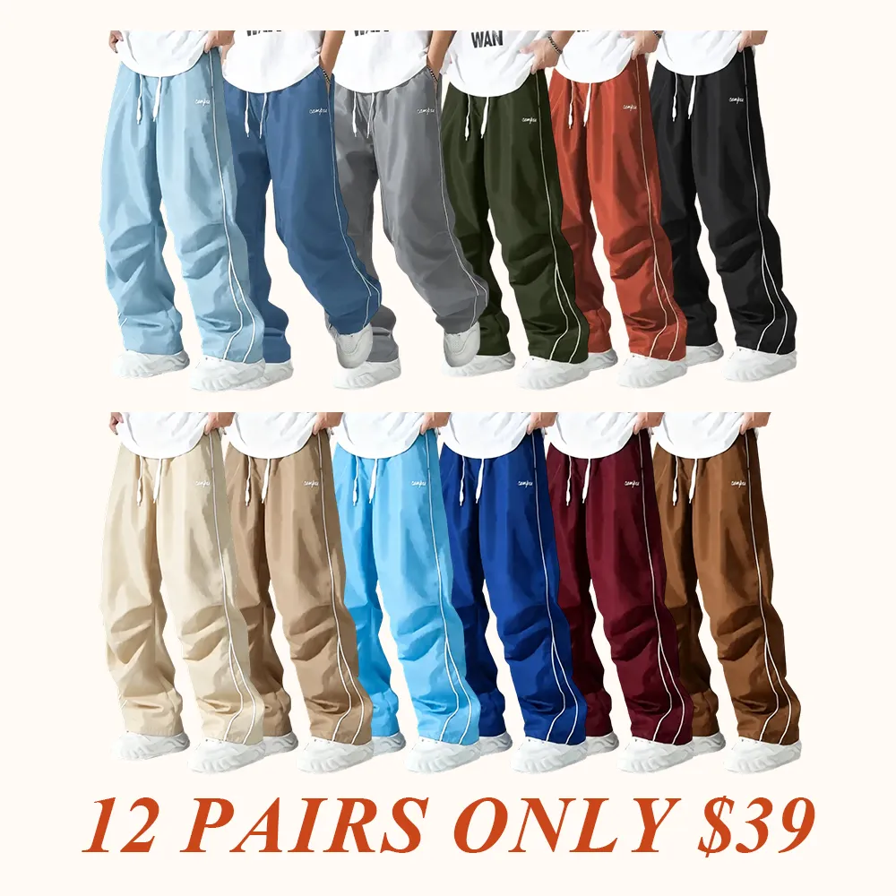 Men's Sports Pants Outdoor Hiking Running Fitness Straight-leg Trousers With Pockets