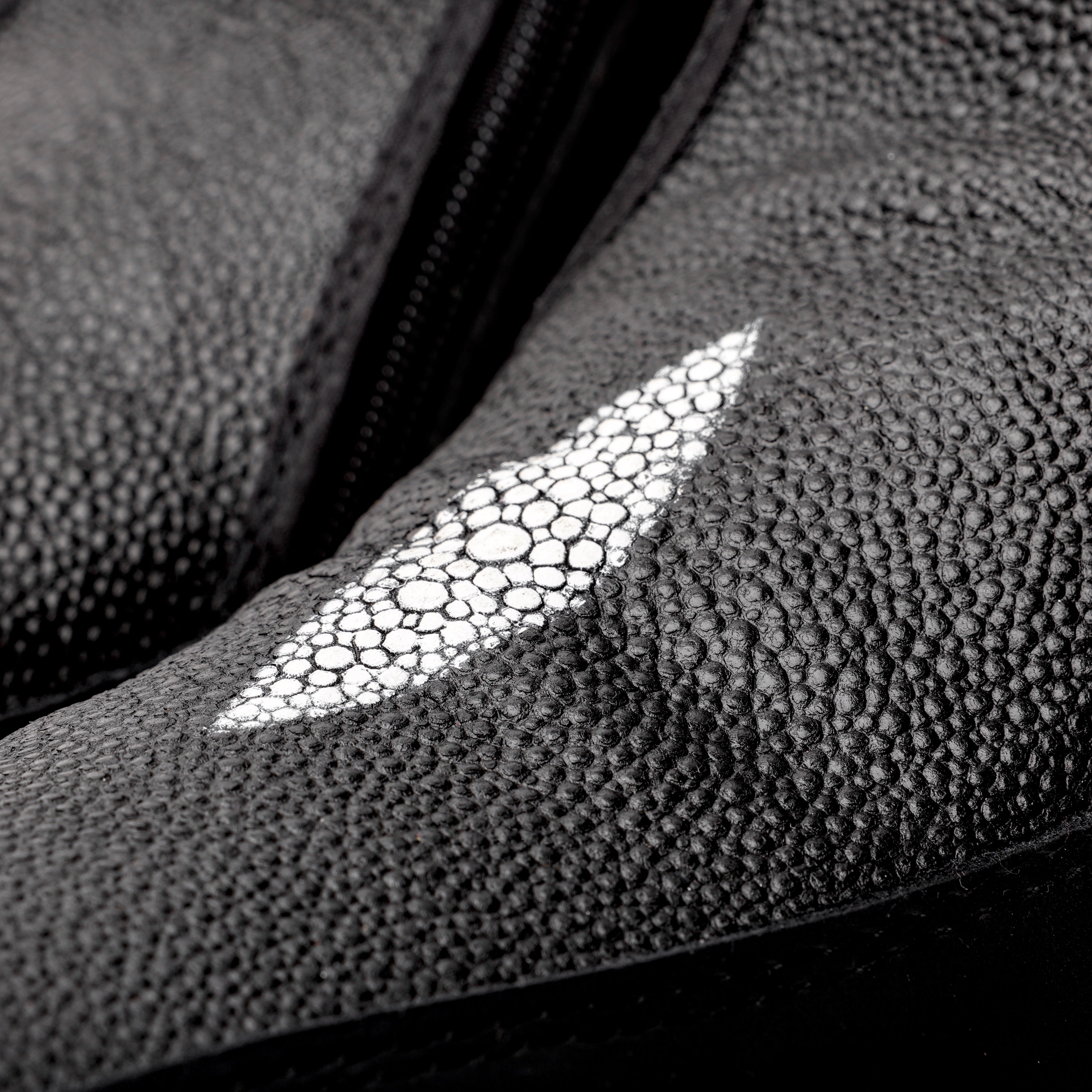 Black Stingray Leather Botin With 3D Lightweight Soles - Square Toe