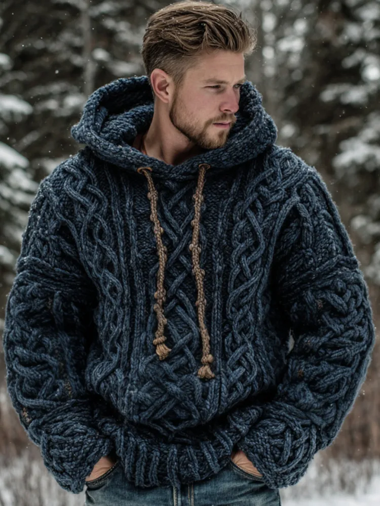 Men's Viking Celtic Knot Art Cozy Warm Hooded Sweater