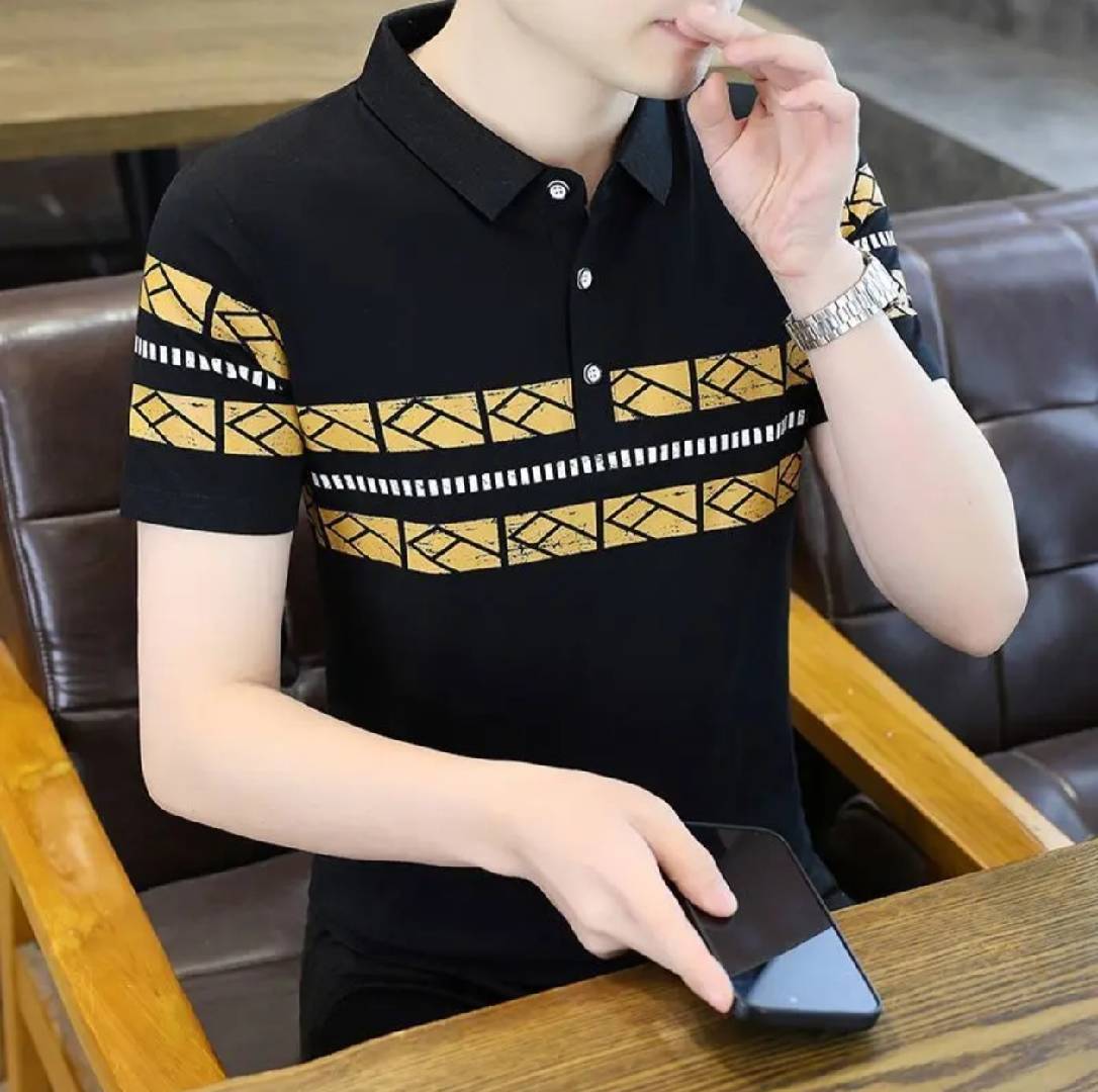Men's Classic Fit Cotton Polo Shirt with Print