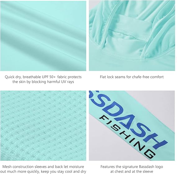 UPF 50+ Men’s UV Sun Protection Long Sleeve Hooded Fishing Shirts