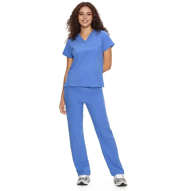 Scrubs for Women DawnDusk Set Medical Uniform - V-Neck Top & Straight Leg Pants with 9 Pockets