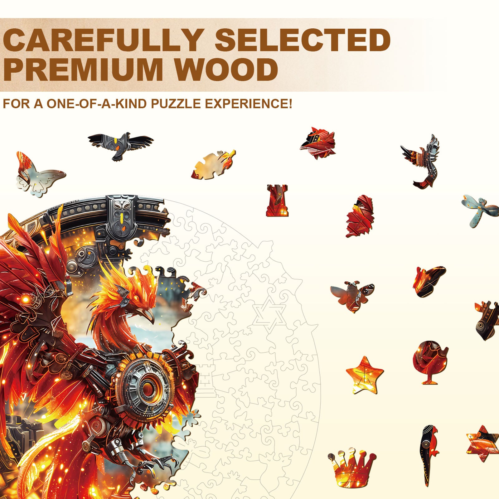 Mechanical Fire Phoenix Wooden Jigsaw Puzzle