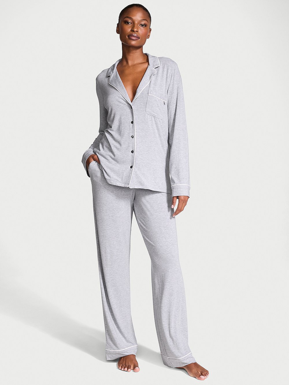 Modal Soft Bow Long Pajama Set
