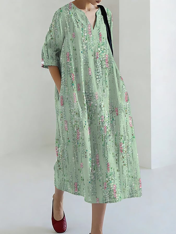 Women's Vintage Floral Art Print Dress- Fast Shipping