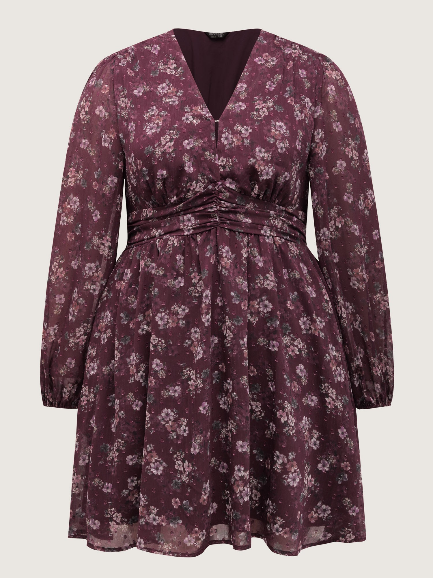 Floral Print Pleated Waist Mini Dress