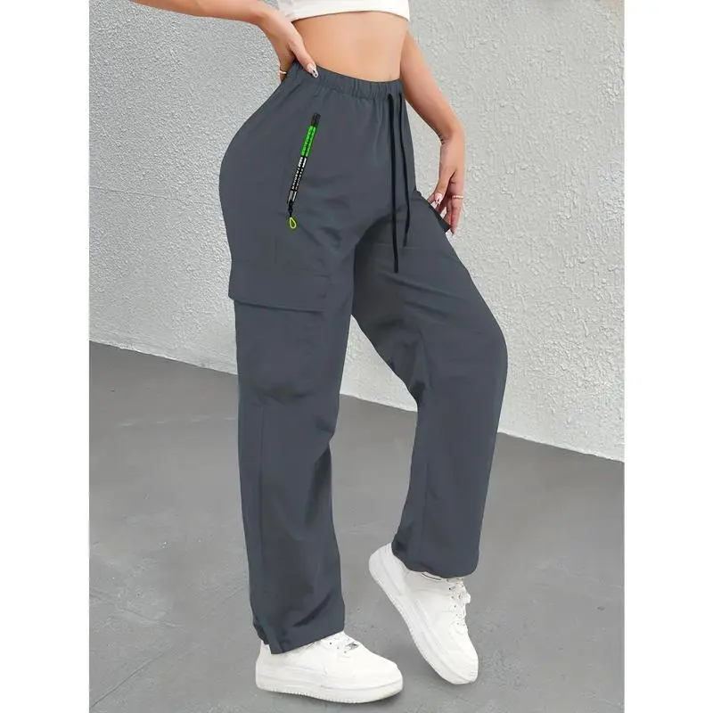Women's straight-leg fitness pants, casual long pants for everyday wear, lightweight and breathable