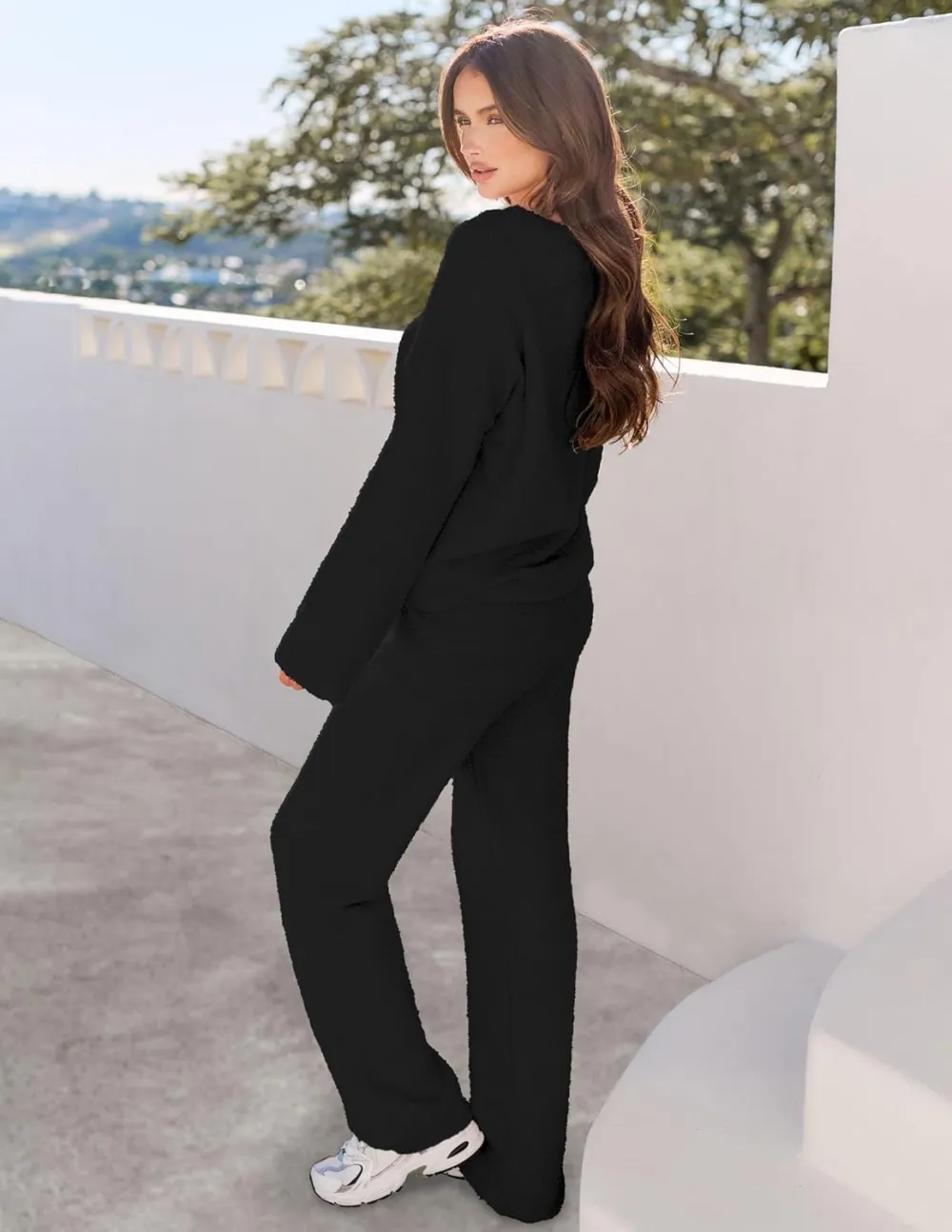 Women's Lounge Sets 2025 Fall Fashion 2 Piece Outfits Sweater Pajama Set