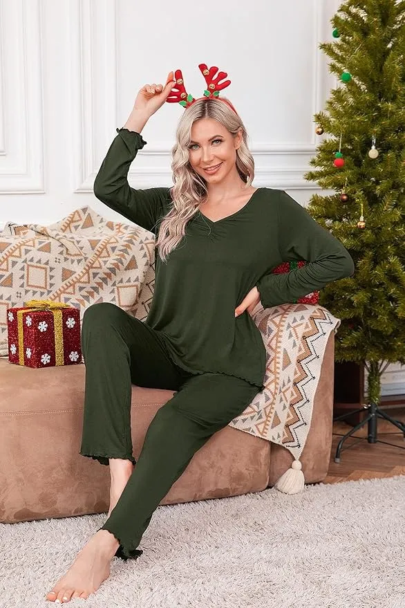 Womens Pajama Sets 2 Piece Lounge Set Fall Winter Pajamas