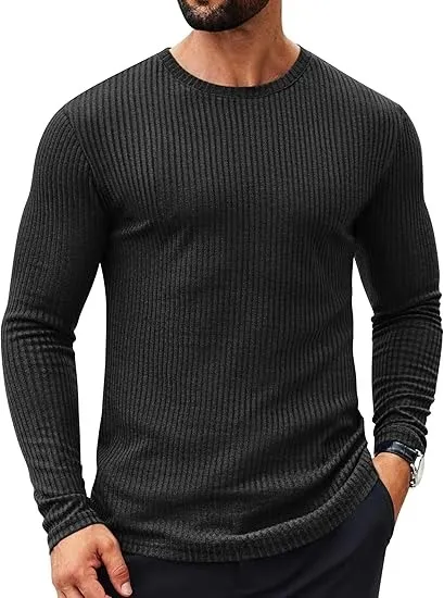 Men's Muscle T-Shirt Stretch Long Sleeve Gym Workout Bodybuilding Training Tee Shirts Casual Hipster Tops
