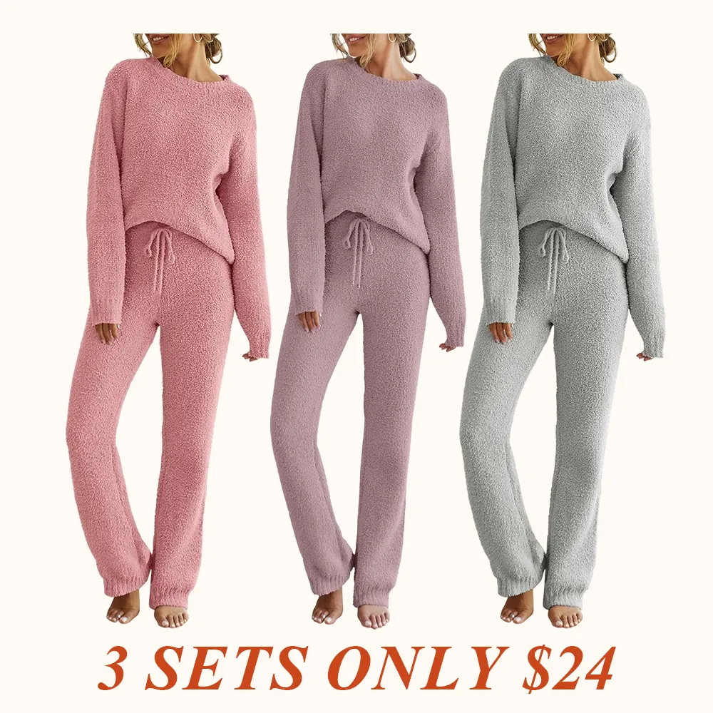 Womens Pajama Sets 2025 Fall Lounge Sweater Set