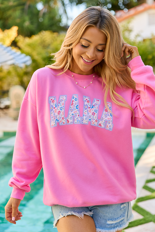 Mama Floral Pink Graphic Sweatshirt
