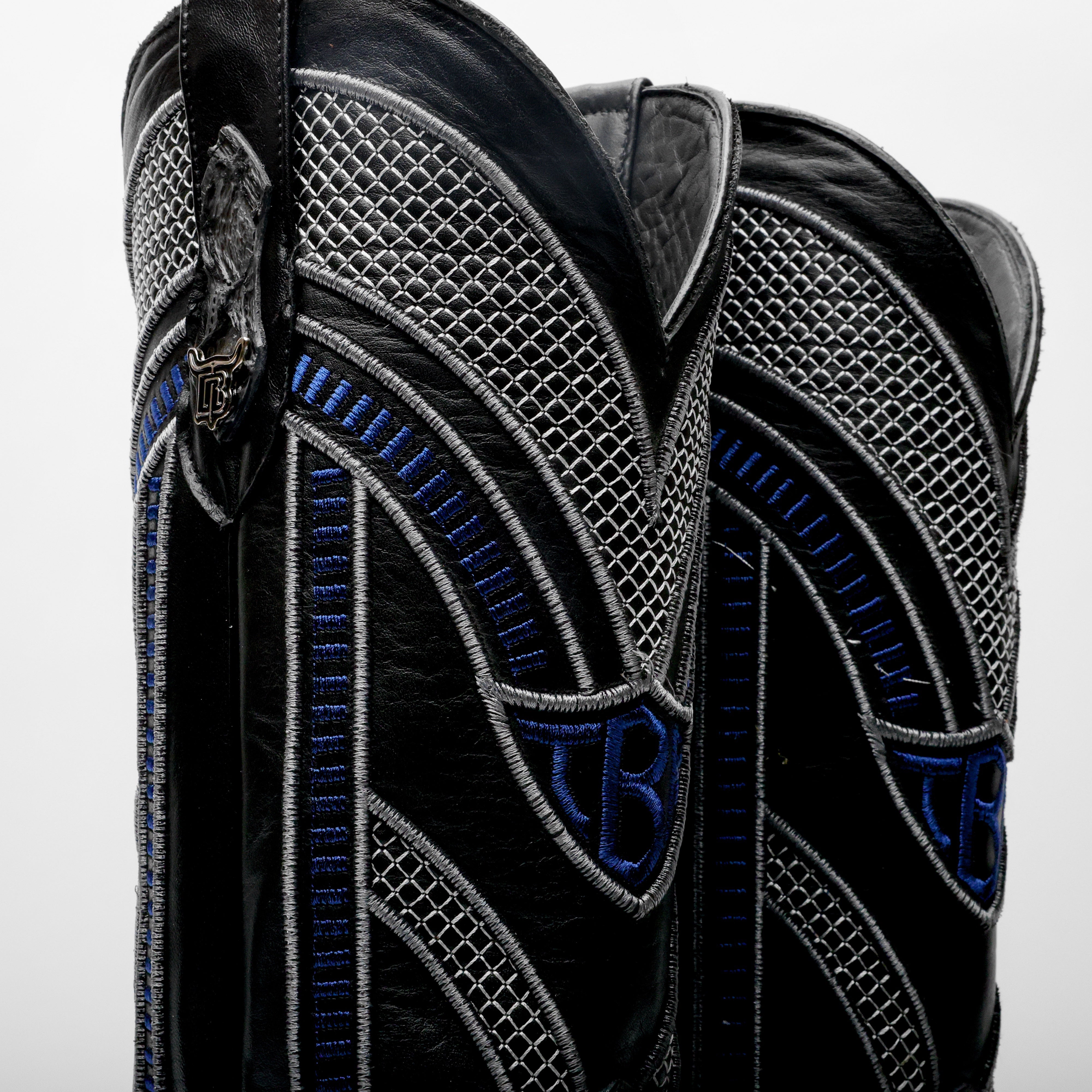 Grey Mini Pirarucu Leather Boots - Square Toe