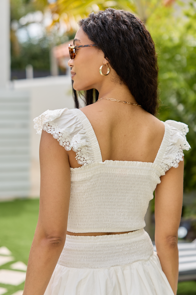Sweet Talk White Flutter Shoulder Tank and Skort Set