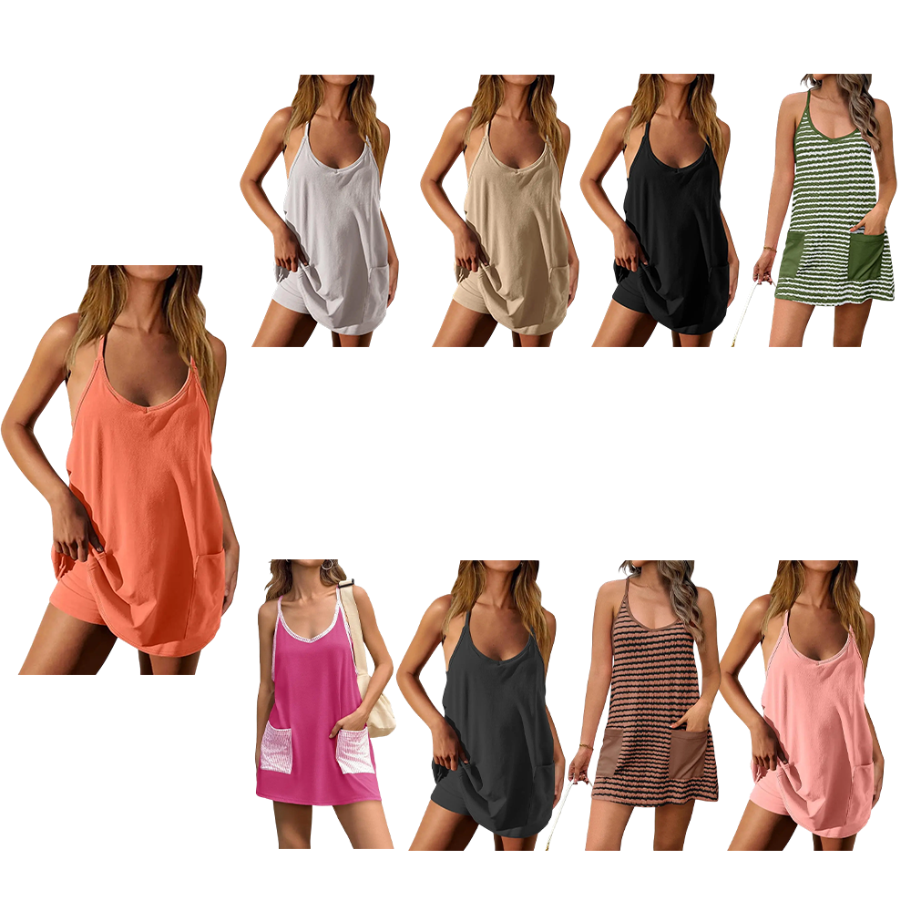 Women's Summer Mini Dress Casual Workout Tennis Dress with Shorts Sleeveless Althletic Dresses