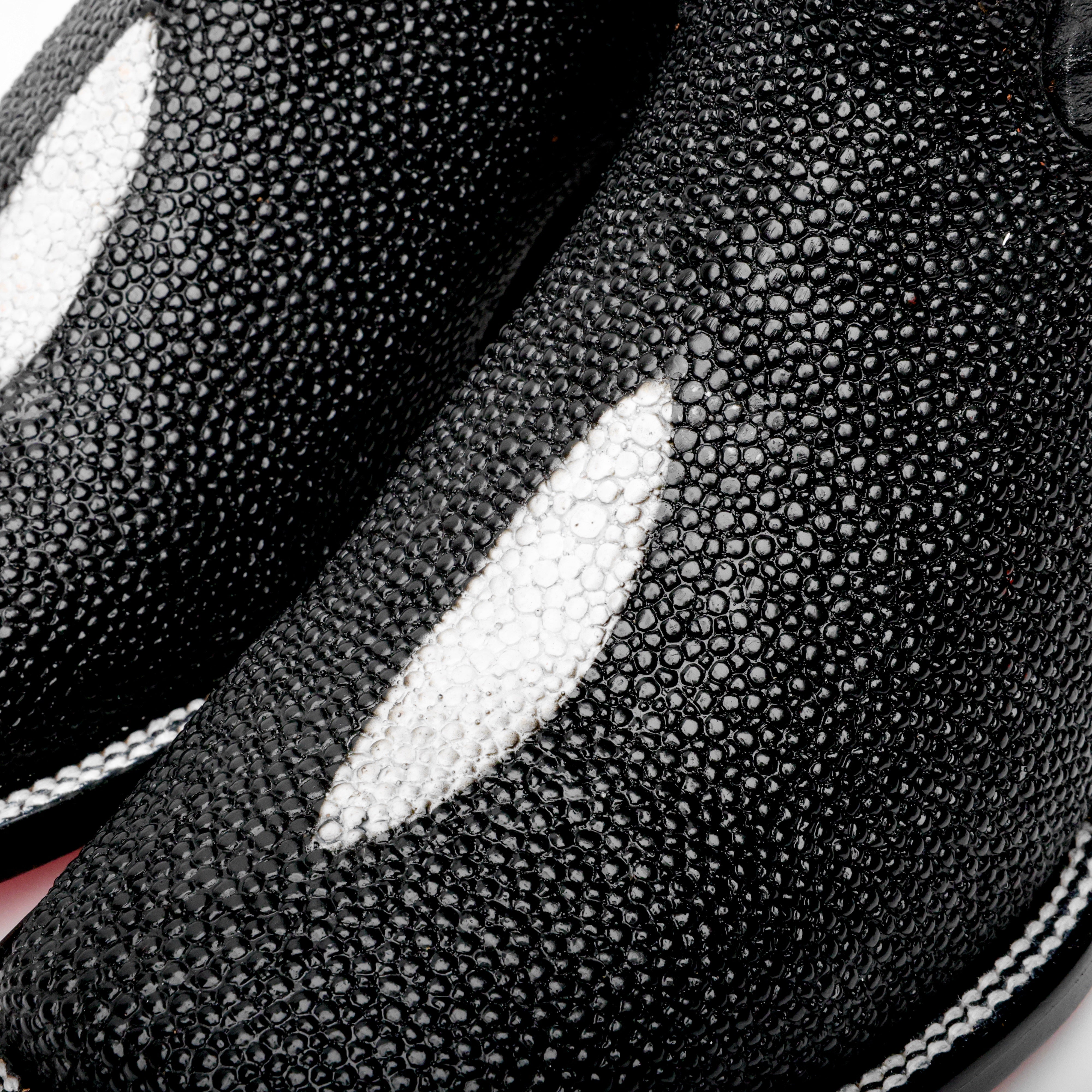 Black Stingray Leather Boots - Square Toe