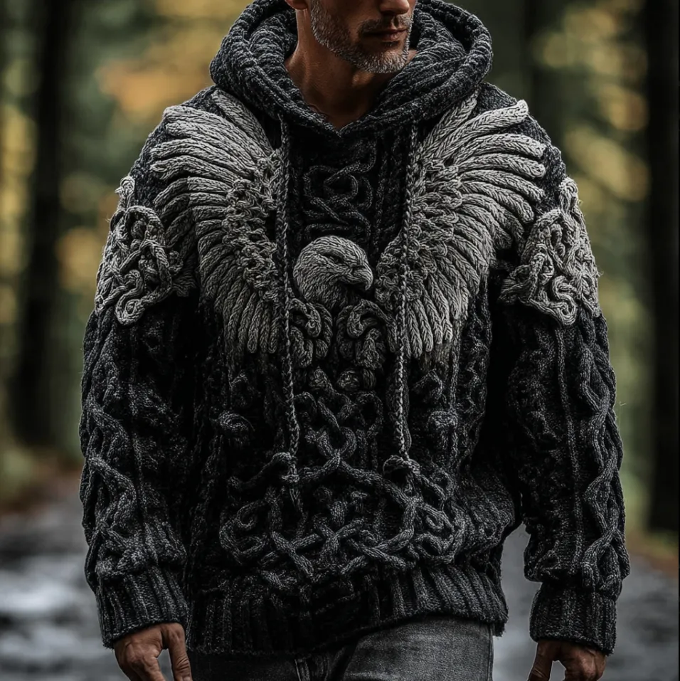 Men's Viking-style Winter Warm Hooded Knitted Sweater