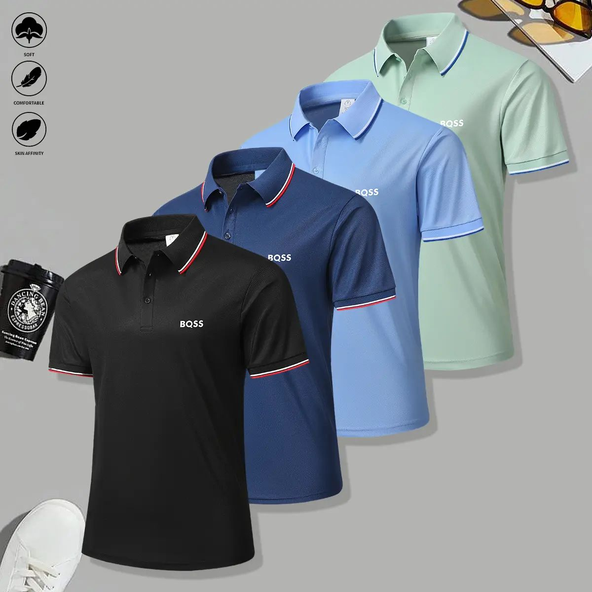 men's casual short-sleeved polo shirts mixed-color suit, breathable and refreshing, suitable for all seasons, is a good choice for men who give gifts during the holidays