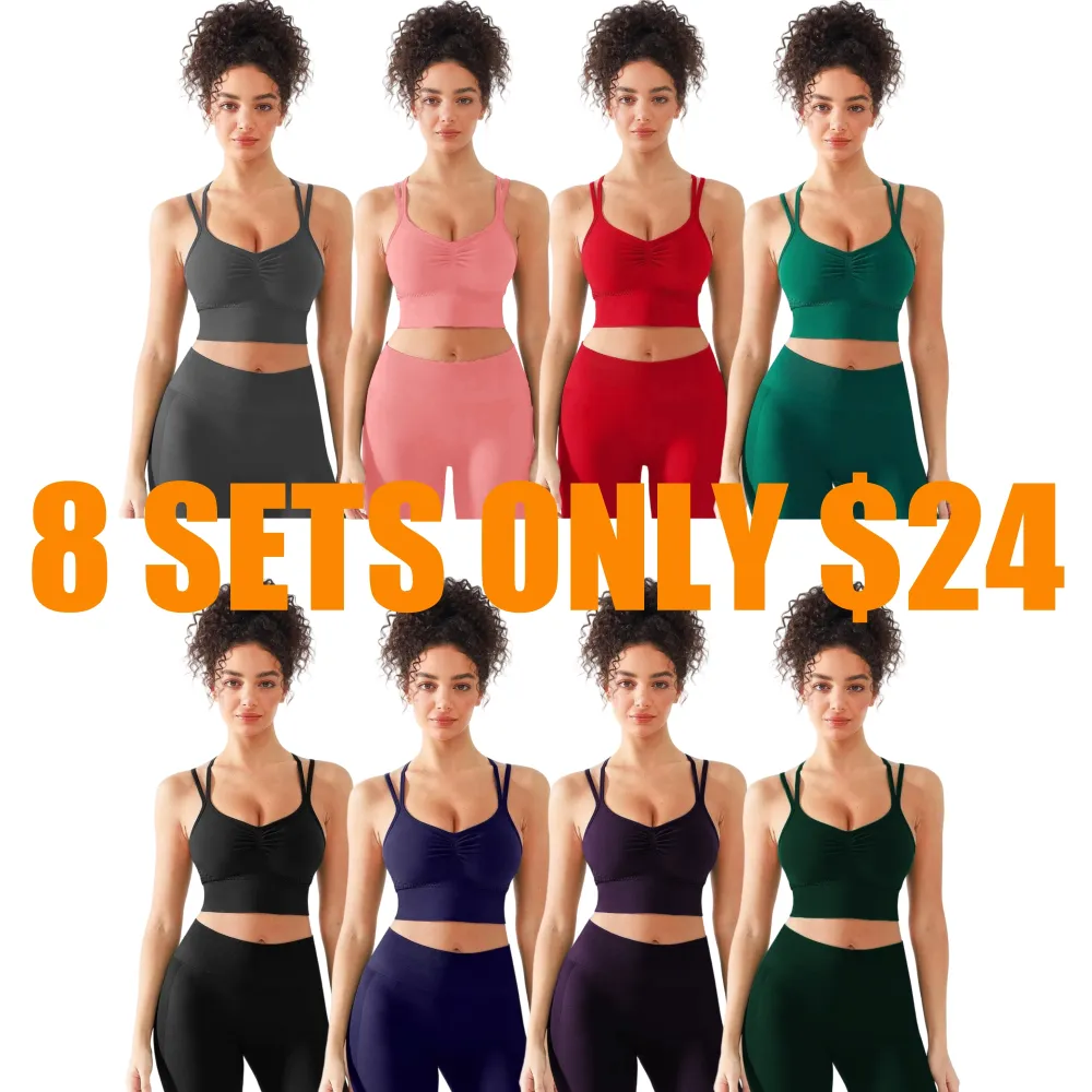 Seamless High-Waisted Yoga Pants & Seamless Cross-Back Sports Bra