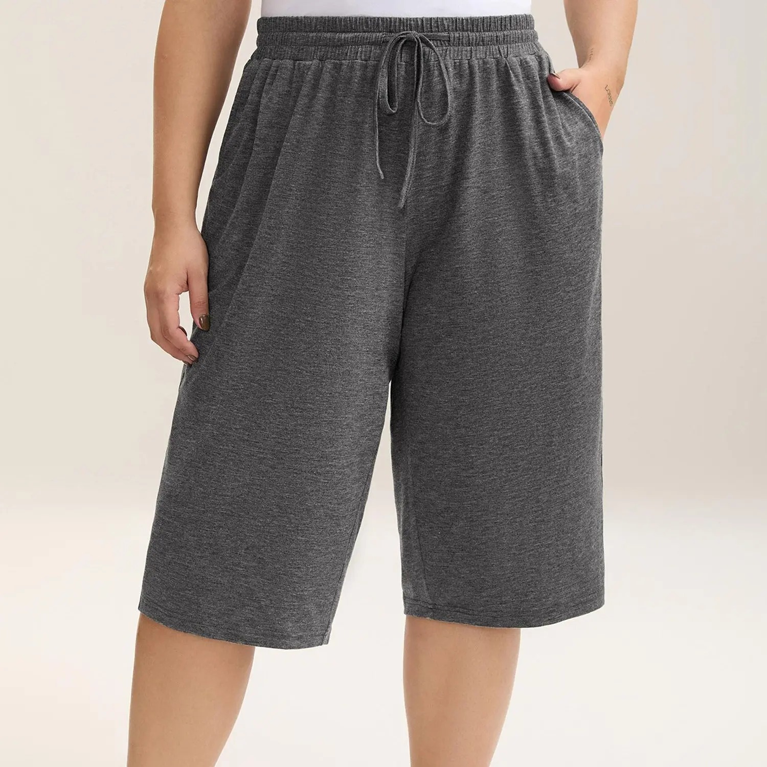 👖Women’s Relaxed Wide-Leg Capri Lounge Pants with Drawstring Pockets