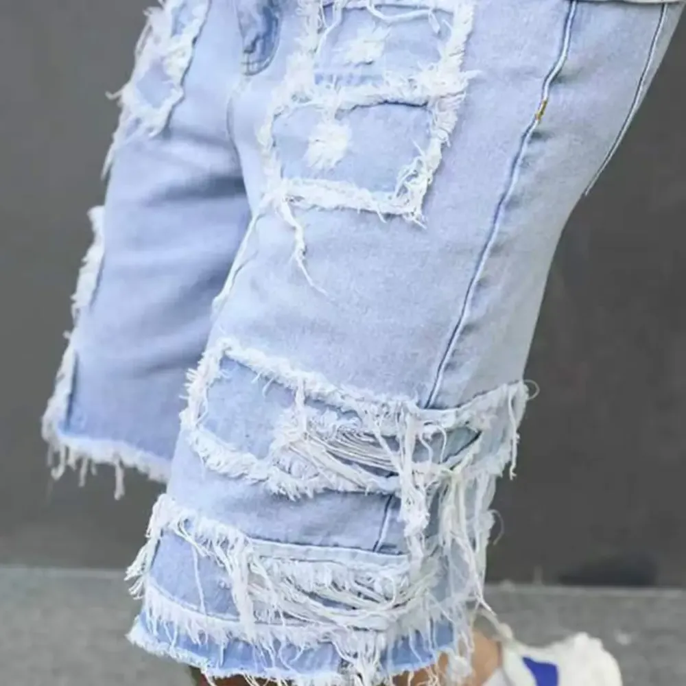 Distressed Fringed Hem Denim Shorts - Bold Street Style Casual Summer Essential
